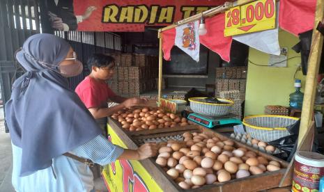 Warga membeli telur ayam. Mendag Zulkifli Hasan menargetkan harga telur kembali normal dalam dua pekan.