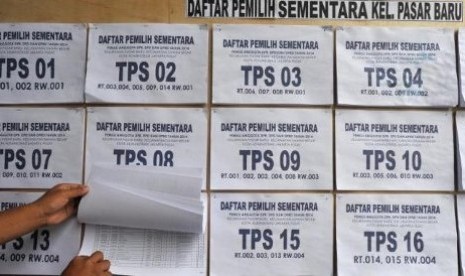 Warga mengecek daftar pemilih sementara 