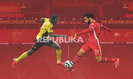 Penyerang Watford Ismaila Sarr Vs penyerang Liverpool Mohamed Salah.