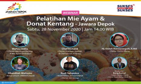 Webinar pelatihan membuat mi ayam dan donat yang dilaksanakan oleh Jawara Depok,