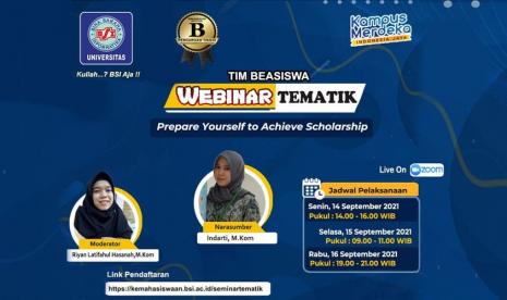 webinar TEMATIK yang bertajuk Prepare Yourself to Achive Scholarship mengajak mahasiswa baru (maba) untuk mengetahui bagaimana mendapatkan beasiswa tersebut.