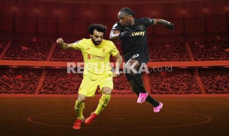 Striker West Ham United Michail Antonio Vs striker Liverpool Mohamed Salah (kiri).