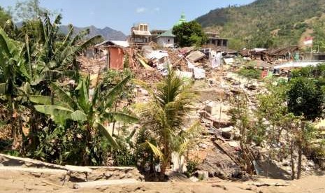 Wilayah yang terkena dampak gempa di Lombok, NTB.