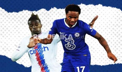 Striker Crystal Palace Wilfried Zaha Vs gelandang serang Chelsea, Raheem Sterling (kanan).