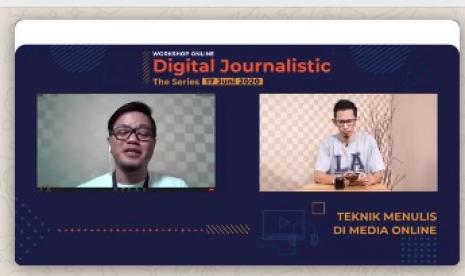 Workshop Series Digital Journalistic Republika memulai sesi perdanya hari ini, Rabu (17/6). Materi pertama yang diulas yakni Teknik Menulis di Media Online bersama Redaktur Republika.co.id Karta Raharja Ucu (kanan) dan Yudha Manggala Putra sebagai moderator.