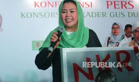 Yenny Wahid deklarasikan dukungan pasangan Joko Widodo - KH Ma'ruf Amin di Rumah Pergerakan Politik Gus Dur, Kalibata, Jakarta Selatan, Rabu (26/9).  