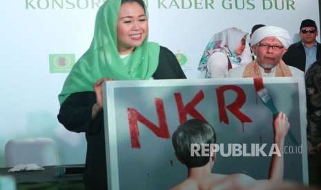 Yenny Wahid deklarasikan dukungan pasangan Joko Widodo - KH Ma'ruf Amin di Rumah Pergerakan Politik Gus Dur, Kalibata, Jakarta Selatan, Rabu (26/9).  