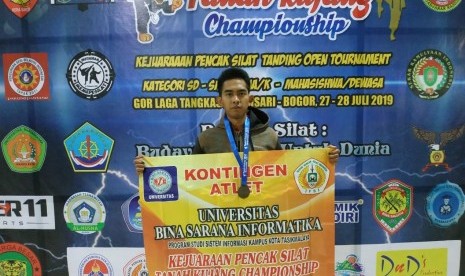 Yoga,  atlet UBSI yang berhasil meraih mendali perunggu dalam kejuaraan TKC 2019.