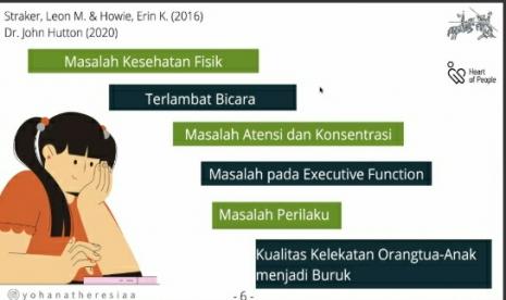 Paparan psikolog Yohana Theresia saat webinar parenting yang diadakan oleh Faber-Castell yang bertemakan “Soft Skill Apa yang Dibutuhkan di Era Digital” pada Sabtu (25/9).