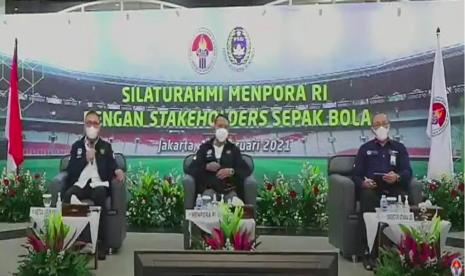 Zainudin Amali pada acara silahturahim dengan stakeholders sepak bola