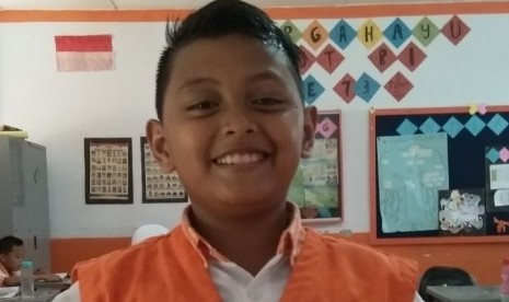 Zaki Farhan Hutabarat siswa kelas 5 SD Juara Medan. 