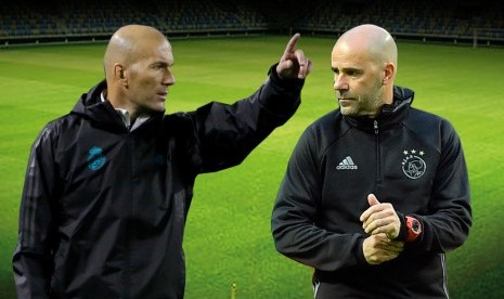 Zinedine Zidane (kiri) dan Peter Bosz.