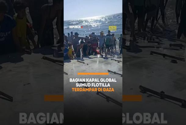 Bagian Kapal Global Sumud Flotilla Terdampar di Gaza
