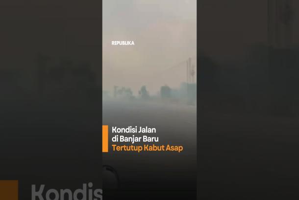 Kondisi Jalan di Banjar Baru Tertutup Kabut Asap