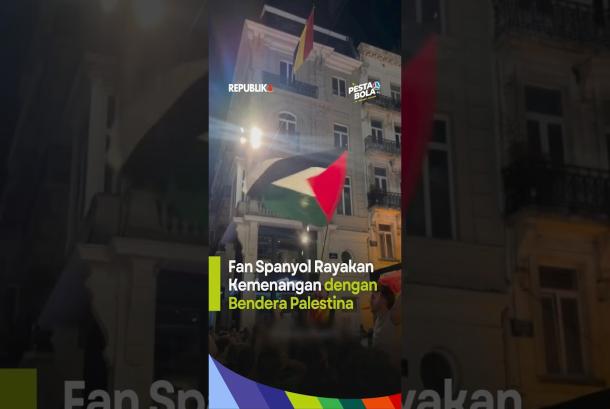 Fan Spanyol Rayakan Kemenangan dengan Bendera Palestina