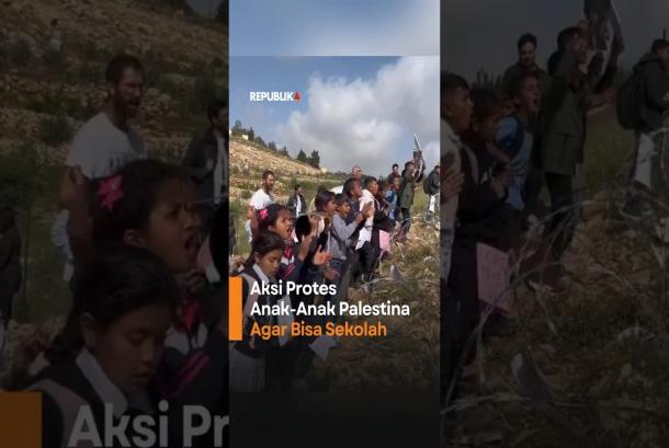 Aksi Protes AnakAnak Palestina Agar Bisa Sekolah
