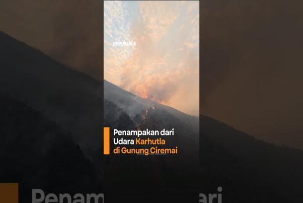 Penampakan dari Udara Karhutla di Gunung Ciremai