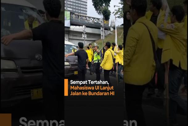 Sempat Tertahan Mahasiswa UI Lanjut Jalan ke Bundaran HI