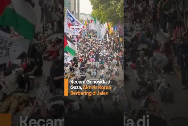 Kecam Genosida di Gaza Aktivis Korea Berbaring di Jalan