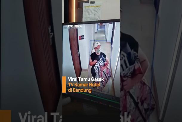 Viral Tamu Gasak TV Kamar Hotel di Bandung