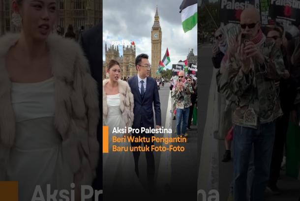 Aksi Pro Palestina Beri Waktu Pengantin Baru untuk FotoFoto