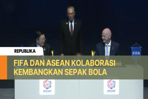 Penandatanganan Nota Kesepahaman (MoU) antara Infantino dan Sekretaris Jenderal ASEAN Kao Kim Hourn, disaksikan langsung oleh Ketua ASEAN yang juga Perdana Menteri Malaysia Dato Seri Anwar Bin Ibrahim.