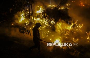 Api Melalap 32 Hektare TPA Takome, Petugas Berjibaku Padamkan Kebakaran
