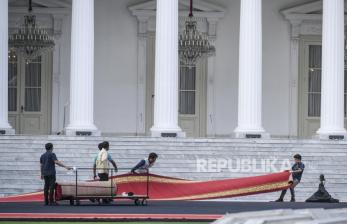 In Picture: Istana Merdeka Bersolek Jelang Acara Pisah Sambut Presiden