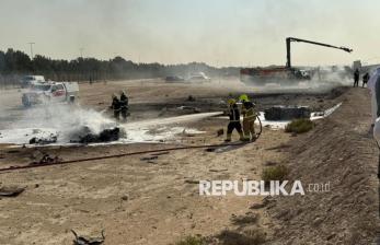 Momen Jet Tempur Tejas India Jatuh saat Atraksi Udara di Dubai Air Show