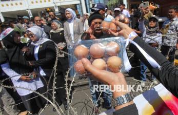 Protes Harga Anjlok, Peternak Ayam Petelur Bagikan Telur Gratis di DPRD Jatim