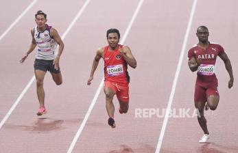 In Picture: Zohri Lolos ke Semifinal 100 Meter Putra