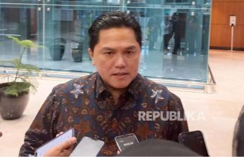 Menteri Badan Usaha Milik Negara (BUMN) Erick Thohir usai rapat kerja terkait RUU BUMN dengan Badan Legislatif di Gedung DPR, Jakarta, Rabu (6/9/2023).