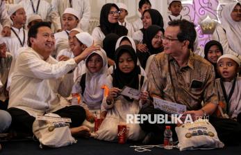 Keceriaan Anak Yatim Warnai Buka Puasa Bersama Adaro dan AlamTri di Masjid At-Thohir