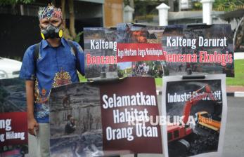 In Picture: Soroti Kerusakan Lingkungan di Kalteng, Walhi Gelar Aksi di Gedung DPR