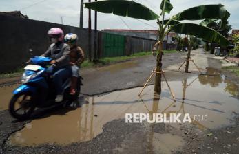 Jalan Rusak Tak Kunjung Diperbaiki, Warga Tulungagung Tanam Pohon Pisang di Jalanan