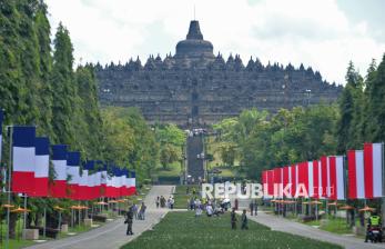 Bendera Prancis dan RI Hiasi Kawasan Candi Borobudur Jelang Kunjungan Macron