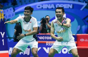 Juara China Open 2025, Fajar/Fikri Rayakan Kemenangan dengan Tarian Pacu Jalur