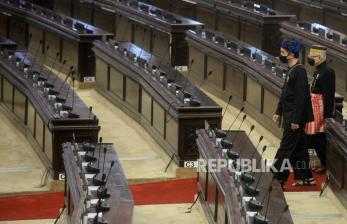 Presiden Joko Widodo dan Wakil Presiden Maruf Amin saat tiba pada  sidang tahunan MPR dan Sidang bersama DPR-DPD di Komplek, Parlemen, Senayan, Jakarta, Senin (16/8). 