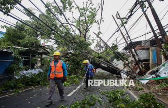 In Picture: Hujan Deras Disertai Angin Kencang Landa Tangsel, Ratusan Pohon Tumbang