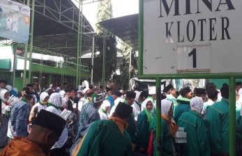 Ilustrasi jamaah haji di Asrama Haji Sukolilo, Surabaya. Total jamaah haji Jawa Timur pada 2022 ini yaitu 16.087 orang 