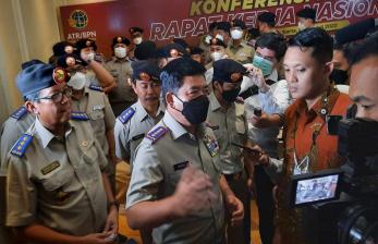 Menteri Agraria dan Tata Ruang/Badan Pertanahan Nasional (ATR/BPN) Hadi Tjahjanto saat konferensi pers di Jakarta, Selasa (26/7). 