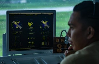 Petugas memantau kondisi cuaca melalui monitor Automated Weather Observation System di menara Pemandu Lalu Lintas Udara (ATC) Lembaga Penyelenggara Pelayanan Navigasi Penerbangan Indonesia atau AirNav (ilustrasi). PT Industri Telekomunikasi Indonesia (Persero) atau Inti menyampaikan kesiapannya dalam melaksanakan skenario the New Normal pasca Idul Fitri. 