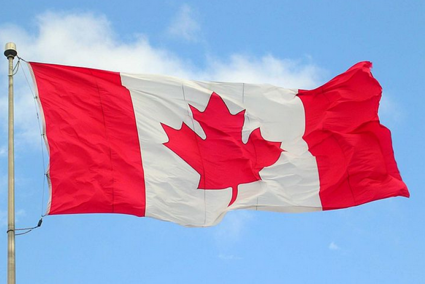(Ilustrasi) bendera Kanada. Pemerintah Kanada siap menerima beberapa migran Amerika Tengah untuk membantu Amerika Serikat