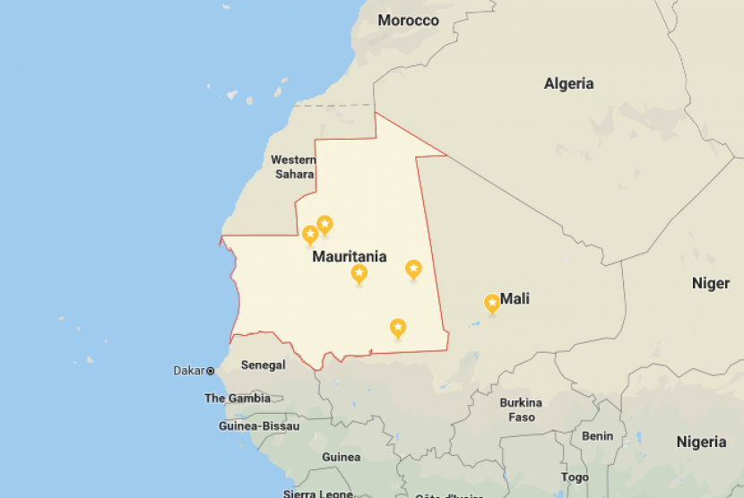 (Ilustrasi) Letak negara Mauritania