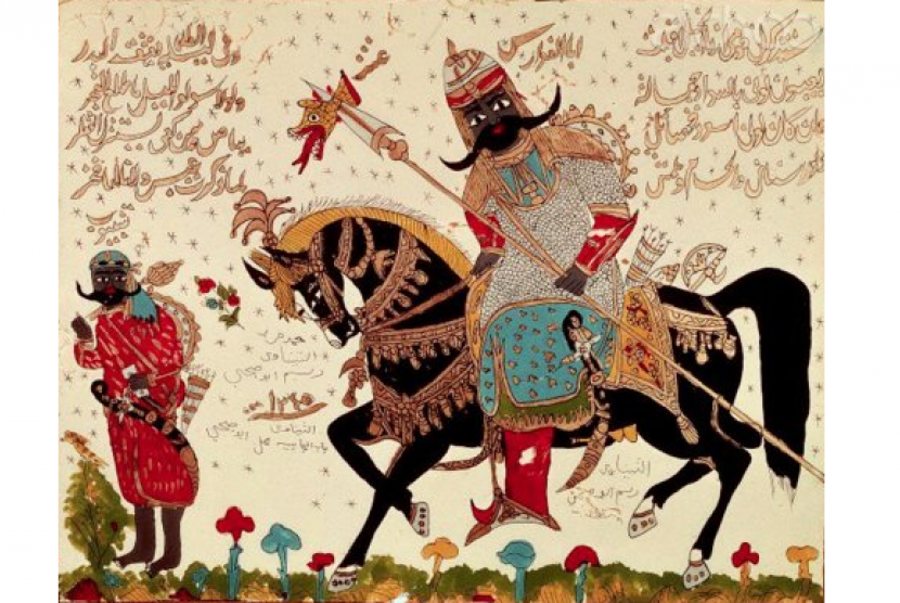 (ilustrasi) lukisan tentang sosok Antarah bin Syaddad