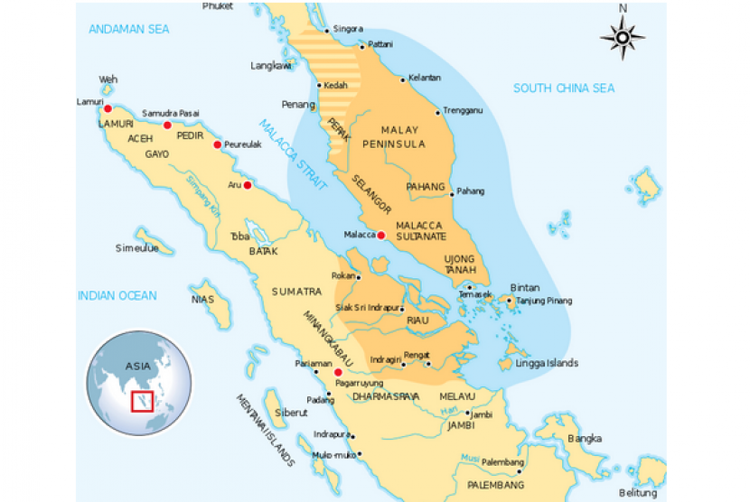 (ilustrasi) peta Kesultanan Malaka