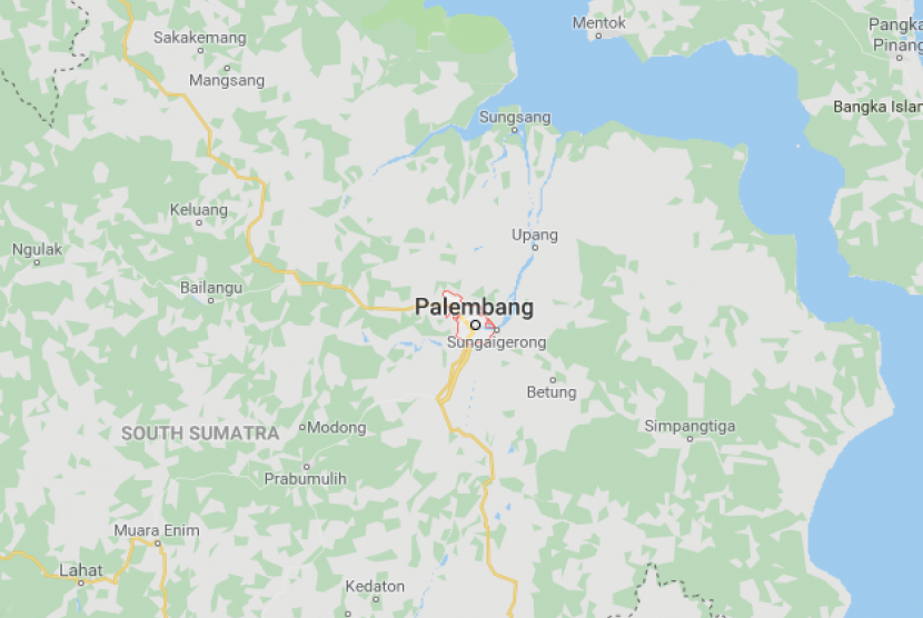 (ilustrasi) peta Palembang, Sumatra Selatan
