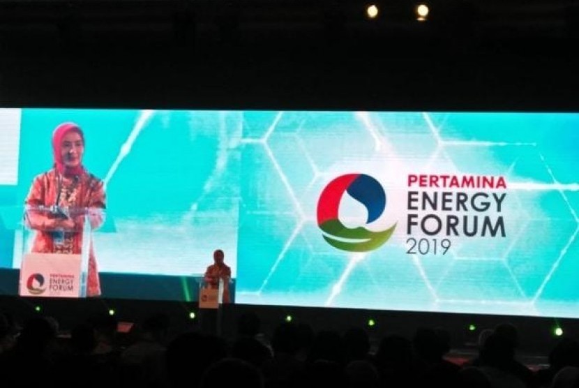 Direktur Utama Pertamina, Nicke Widyawati pada saat pembukaan Pertamina Energy Forum 2019 di Jakarta. 