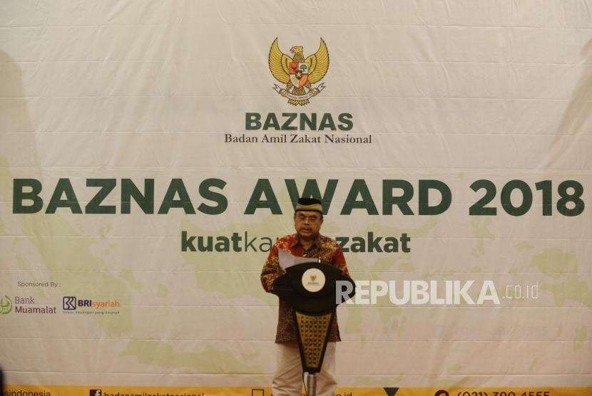 Ketua Baznas Bambang Sudibyo memberikan sambutan dalam   acara Baznas Award 2018 di  Jakarta, Jumat (7/9).