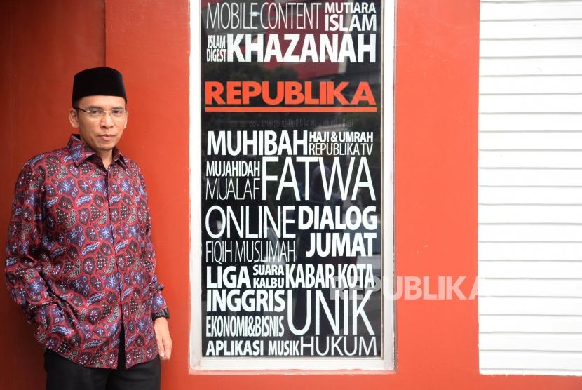 Tokoh Nasional yang juga Gubernur NTB Muhammad Zainul Majdi atau Tuan Guru Bajang (TGB) saat berkunjung ke Kantor Republika, Jakarta, Selasa (17/7).